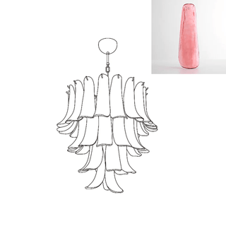 Aurora Lustre Pétales en Verre de Murano Vintage-Luire