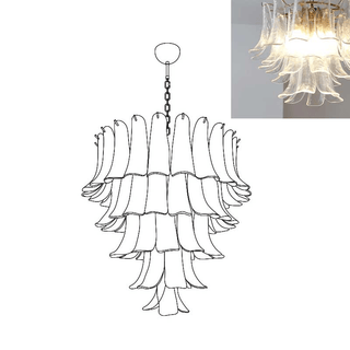 Aurora Lustre Pétales en Verre de Murano Vintage-Luire
