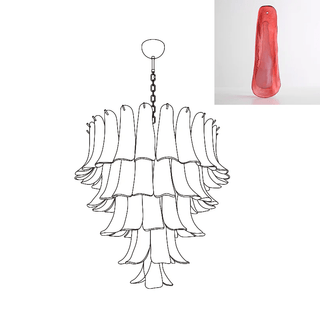 Aurora Lustre Pétales en Verre de Murano Vintage-Luire