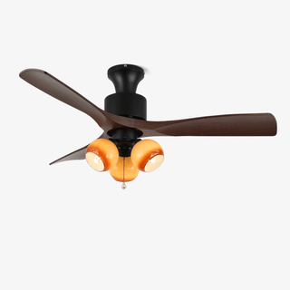 Plafonnier ventilateur Gwen en verre vintage