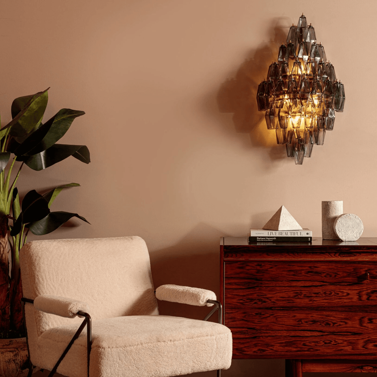 Darenelia Luminaire Mural Ambre Diamant Polyèdre Vintage