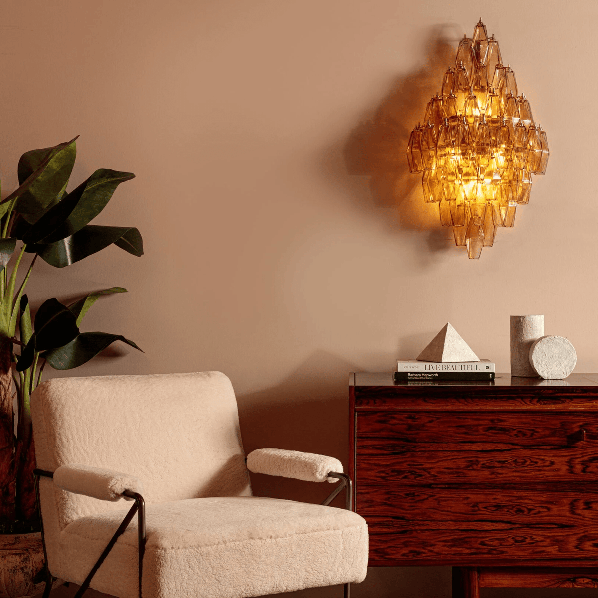 Darenelia Luminaire Mural Ambre Diamant Polyèdre Vintage