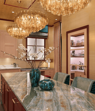 Aurora Chandelier Tiered Amber Glass Vintage-Neutral Decor