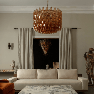 Aurora Lustre Tambour Ambre Verre