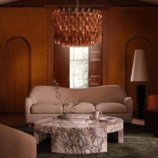 Aurora Lustre Tambour Ambre Verre