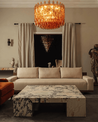 Aurora Lustre Tambour Ambre Verre