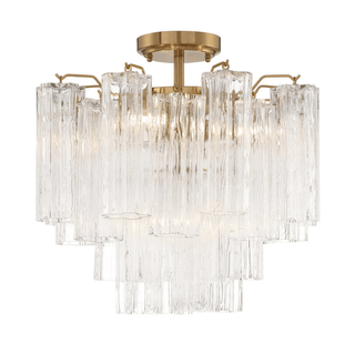Aurora Plafonnier Transparent Murano Verre Tubulaire Soufflé-Main