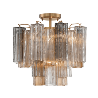 Aurora Plafonnier Transparent Murano Verre Tubulaire Soufflé-Main