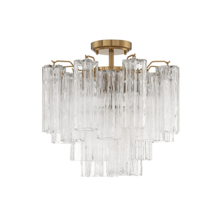Aurora Plafonnier Transparent Murano Verre Tubulaire Soufflé-Main