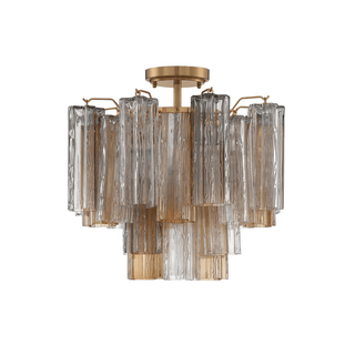 Aurora Plafonnier Transparent Murano Verre Tubulaire Soufflé-Main