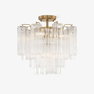 Aurora Plafonnier Transparent Murano Verre Tubulaire Soufflé-Main