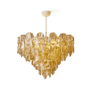 Aurora Lustre Ambre Murano Verre Ovale Gouttes Superposé