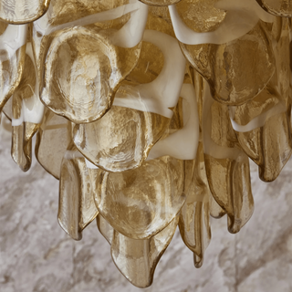 Aurora Lustre Ambre Murano Verre Ovale Gouttes Superposé