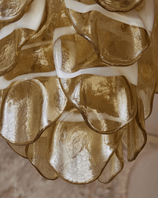 Aurora Lustre Ambre Murano Verre Ovale Gouttes Superposé
