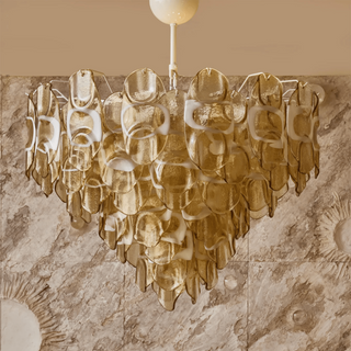 Aurora Lustre Ambre Murano Verre Ovale Gouttes Superposé