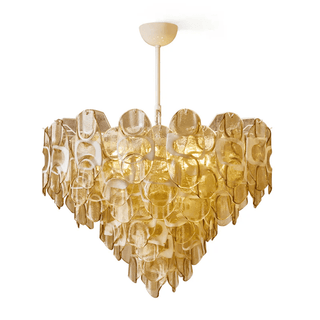 Aurora Lustre Ambre Murano Verre Ovale Gouttes Superposé