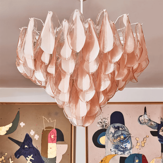 Aurora Lustre Ambre Murano Verre Ovale Gouttes Superposé