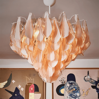 Aurora Lustre Ambre Murano Verre Ovale Gouttes Superposé