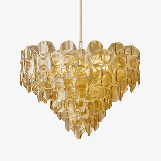 Aurora Lustre Ambre Murano Verre Ovale Gouttes Superposé