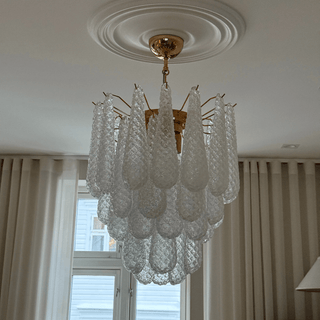 Aurora Lustre Murano Verre Gouttes Givré Larme