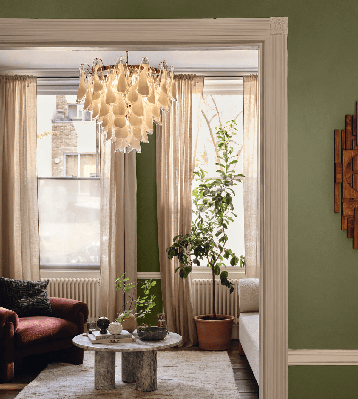 Valeon Lustre Blanc Feuille Verre Superposé Moderne