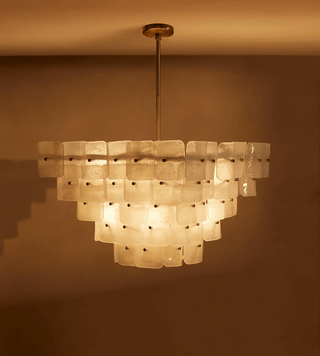 Aurora Lustre Blanc Givré Verre Géométrique Étagé