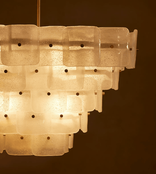 Aurora Lustre Blanc Givré Verre Géométrique Étagé