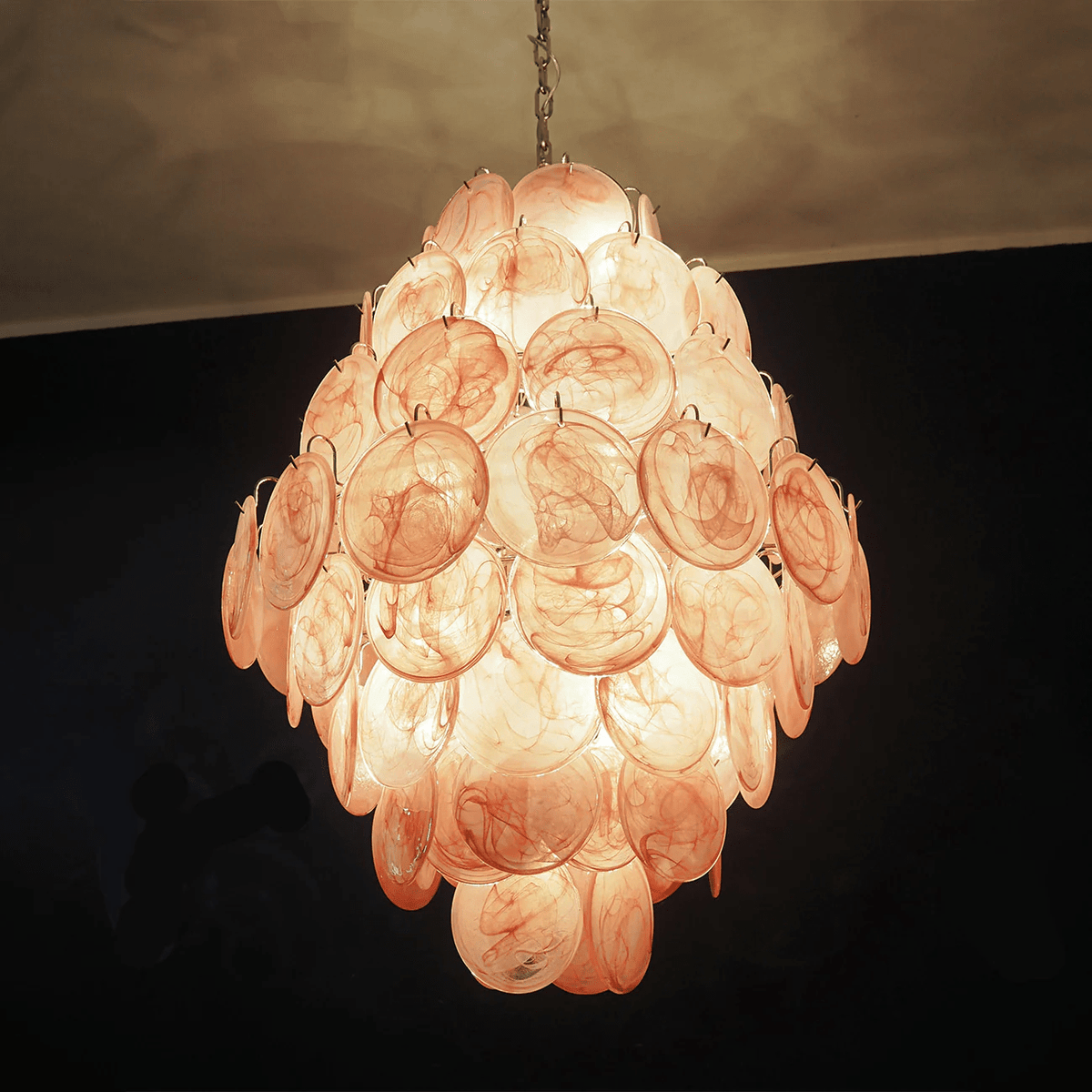 Ravenae Lustre Rose Murano Verre Soufflé-Main Disques