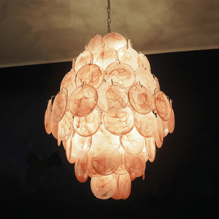 Aurora Lustre Rose Murano Verre Soufflé-Main Disques