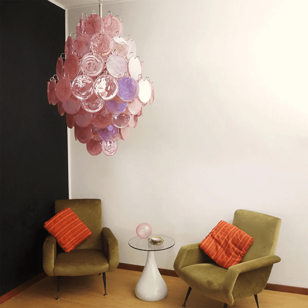 Ravenae Lustre Rose Murano Verre Soufflé-Main Disques
