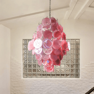 Aurora Lustre Rose Murano Verre Soufflé-Main Disques
