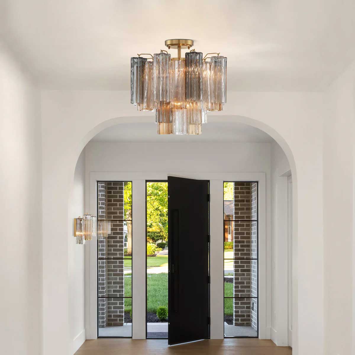 Veliana Plafonnier Transparent Murano Verre Tubulaire Soufflé-Main