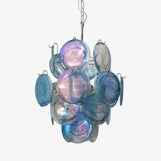Aurora Lustre en Verre de Murano Bleu Disque Vintage