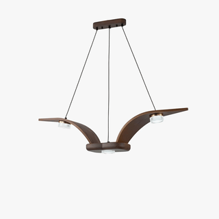Lustra Lustre En Noyer Bois Cristal Sculptural