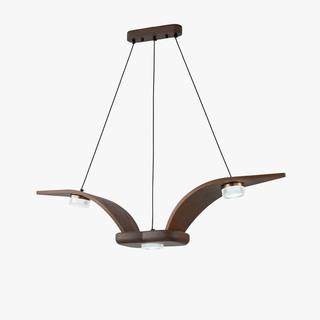 Lustra Lustre En Noyer Bois Cristal Sculptural