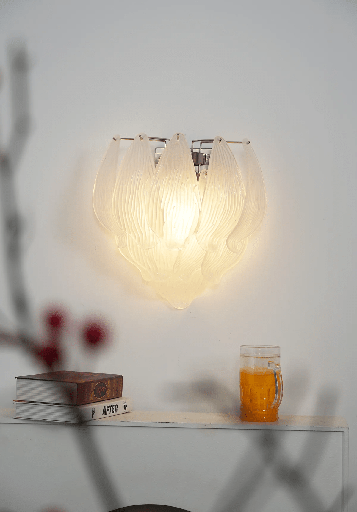 Darenene Applique Murale Murano Verre Pétale Givré Cascadant