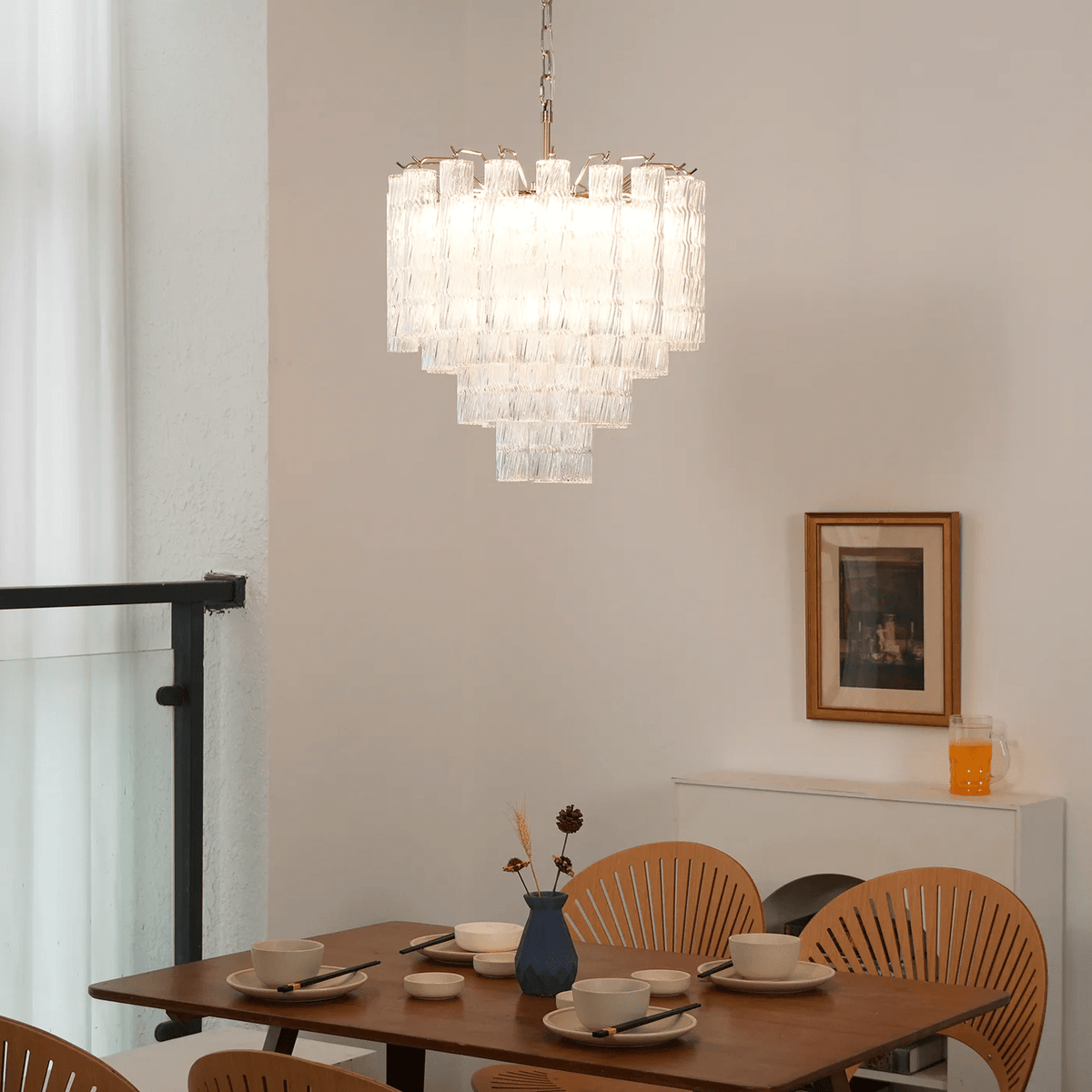 Therona Lustre Murano Verre Étagé Cascadant Vagues
