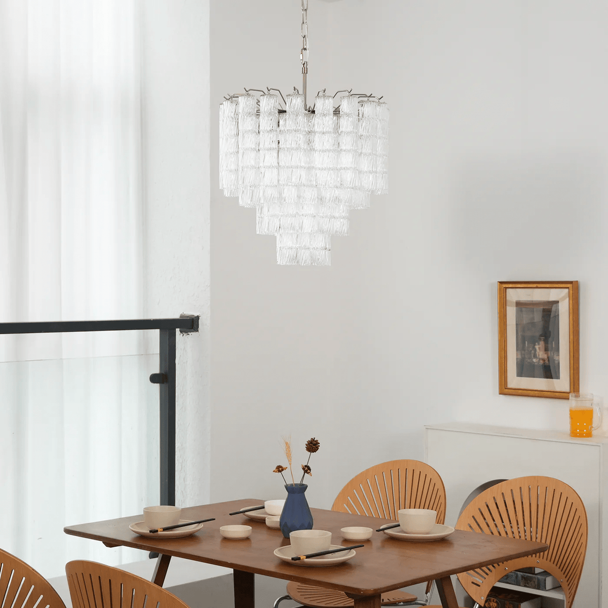 Therona Lustre Murano Verre Étagé Cascadant Vagues