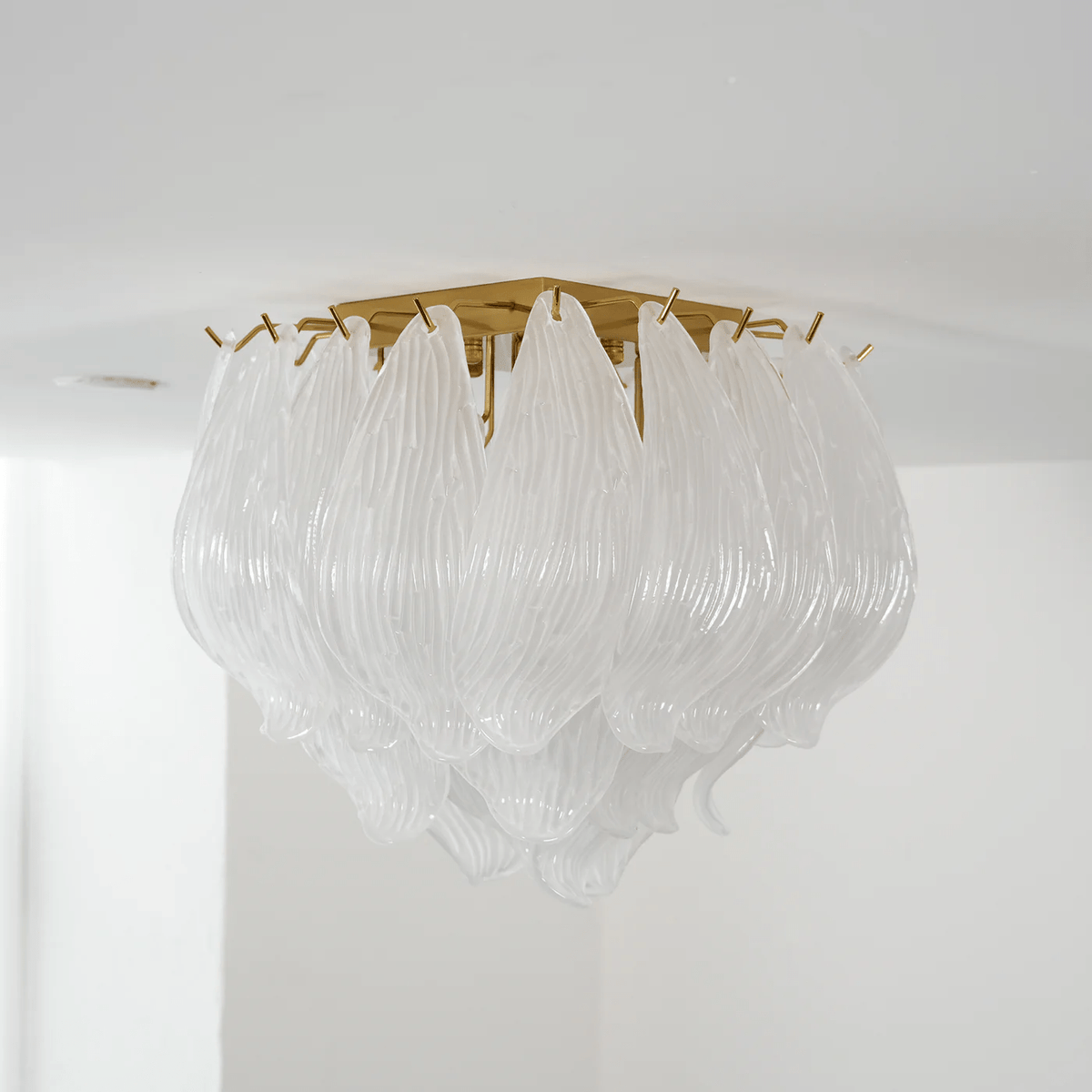 Orlius Plafonnier Murano Pétale Soufflé-Main Verre Applique Plafond