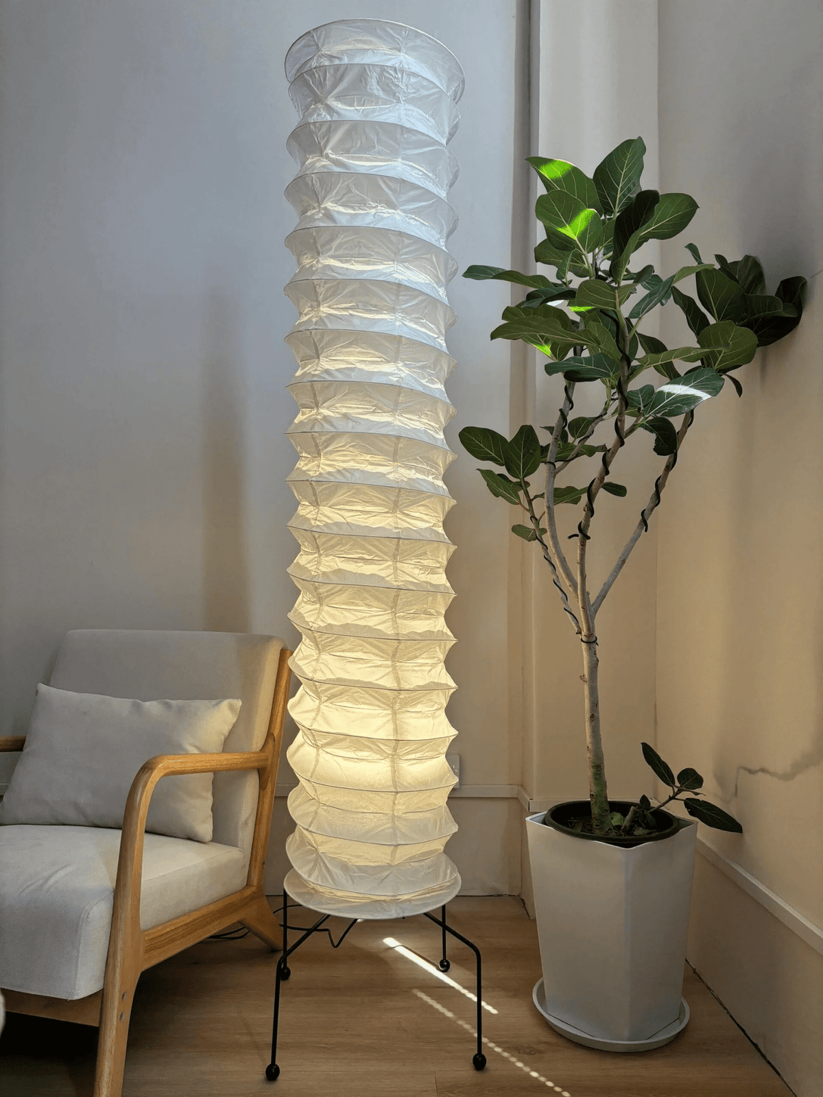 Clara Minimalist Rice Paper Floor Lamp-Neutral Decor