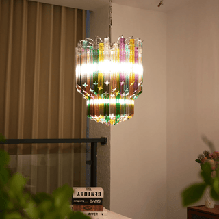 Aurora Lustre Murano Verre Coloré Prisme