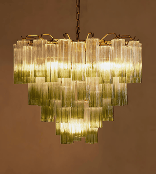 Aurora Lustre Murano Verre Étagé Vert