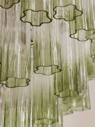 Aurora Lustre Murano Verre Étagé Vert