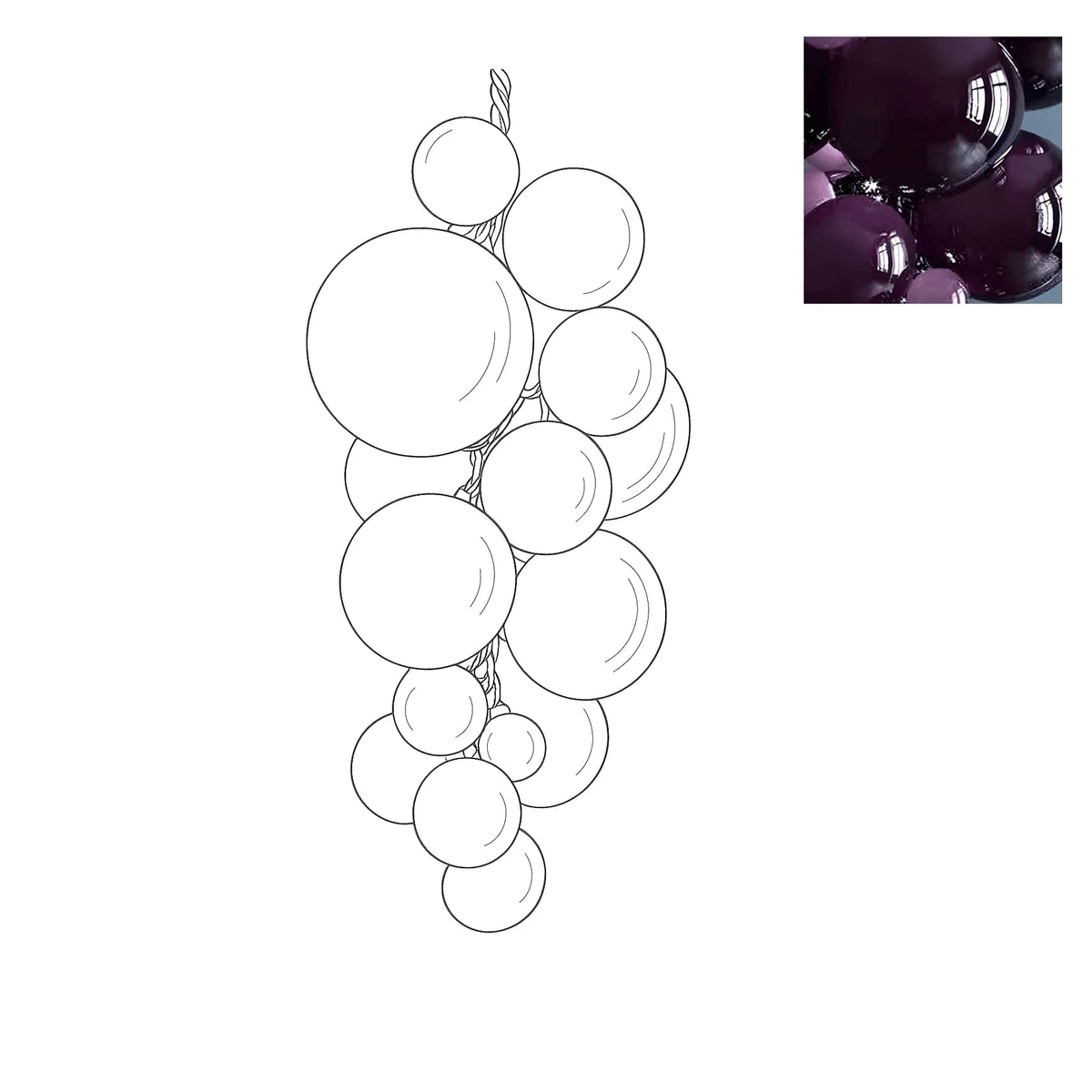Vareniona Lustre En Verre De Murano Grappes De Raisins Art Déco
