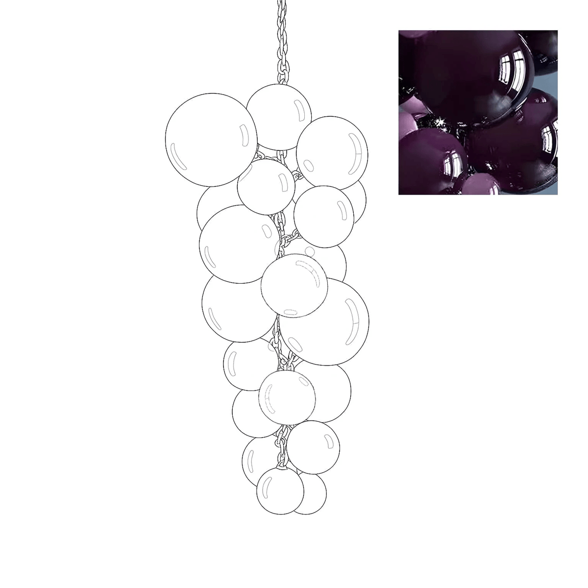 Vareniona Lustre En Verre De Murano Grappes De Raisins Art Déco