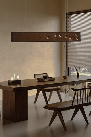 Lustra Suspension Bois Pierre Précieuse Linéaire LED