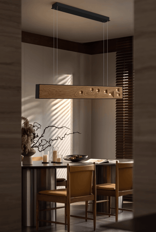 Lustra Suspension Bois Pierre Précieuse Linéaire LED