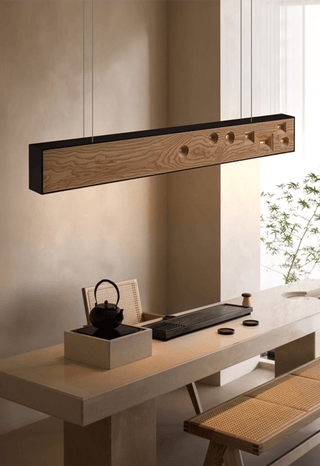 Lustra Suspension Bois Pierre Précieuse Linéaire LED