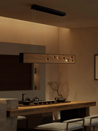 Lustra Suspension Bois Pierre Précieuse Linéaire LED