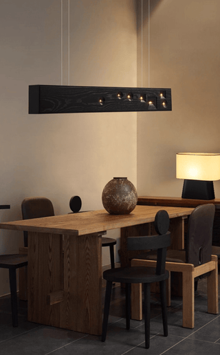Lustra Suspension Bois Pierre Précieuse Linéaire LED